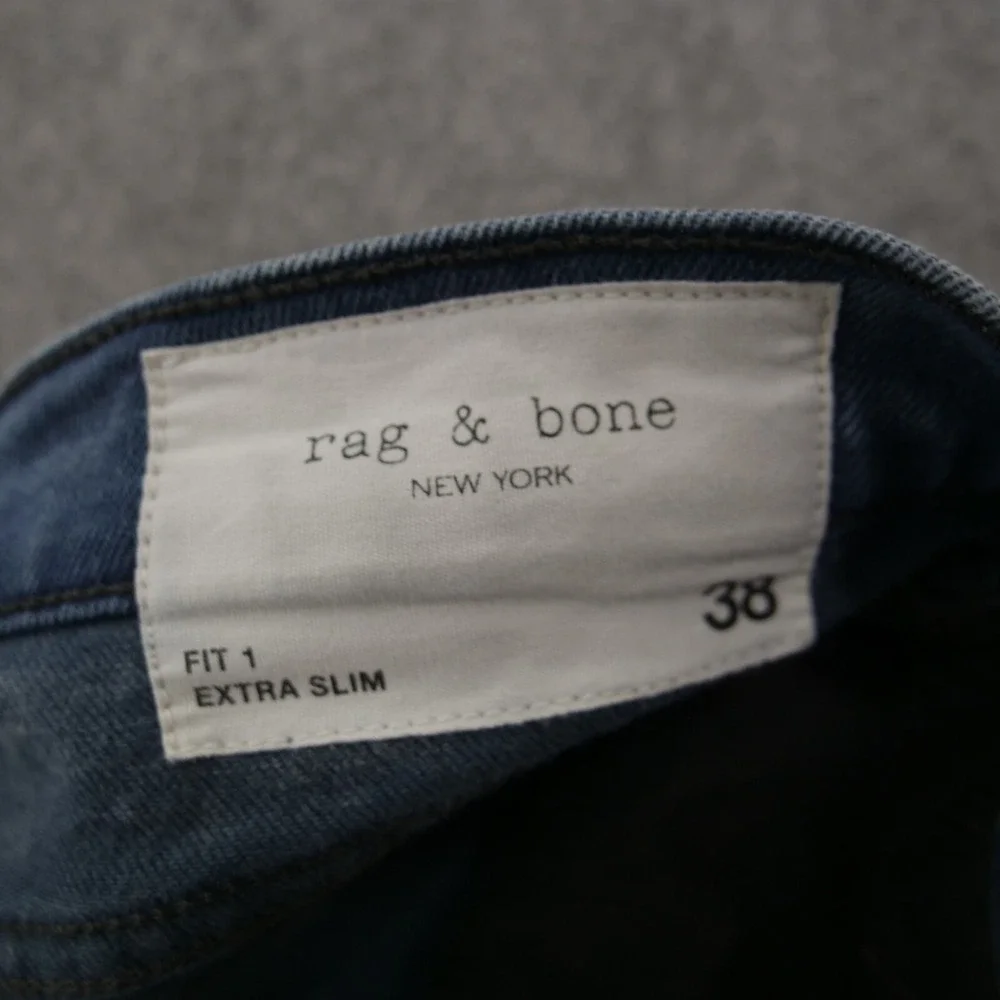 Rag & Bone Jeans Mens 38 Blue Fit 1 Extra Slim Straight Mid Rise Distressed